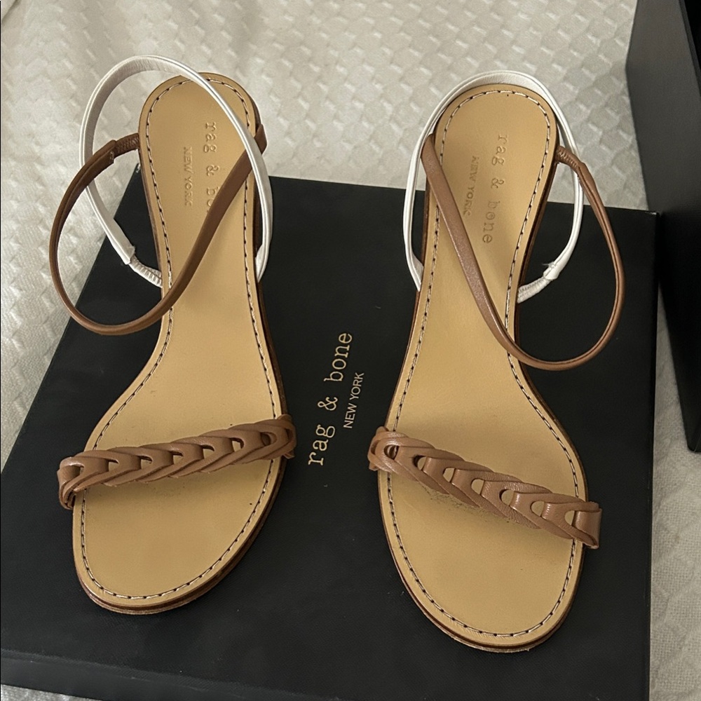 Rag & Bone Tan and White Strappy Sandals